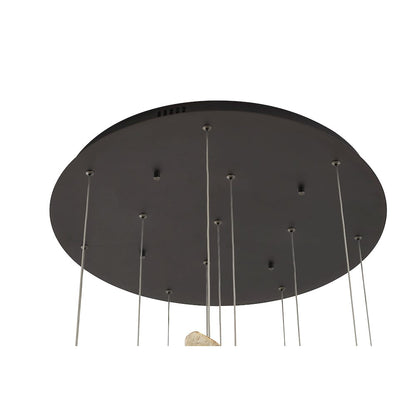 12-Light Black Chandelier With Clear, Smoke, And Amber Glass Accents