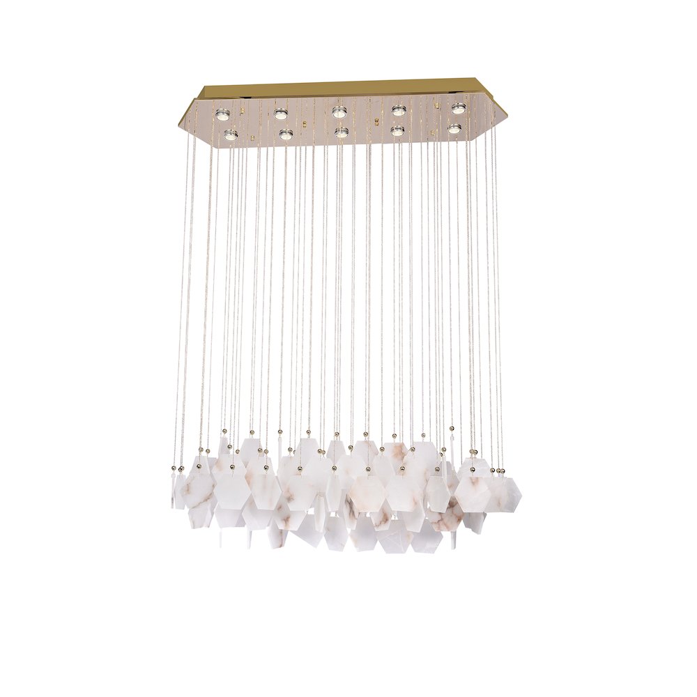 10-Light Gold Stainless Steel Chandelier With Spanish Alabaster Blocks