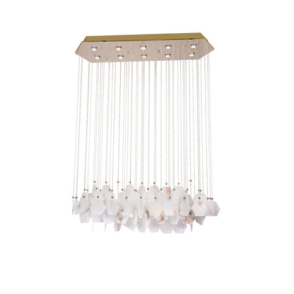 10-Light Gold Stainless Steel Chandelier With Spanish Alabaster Blocks