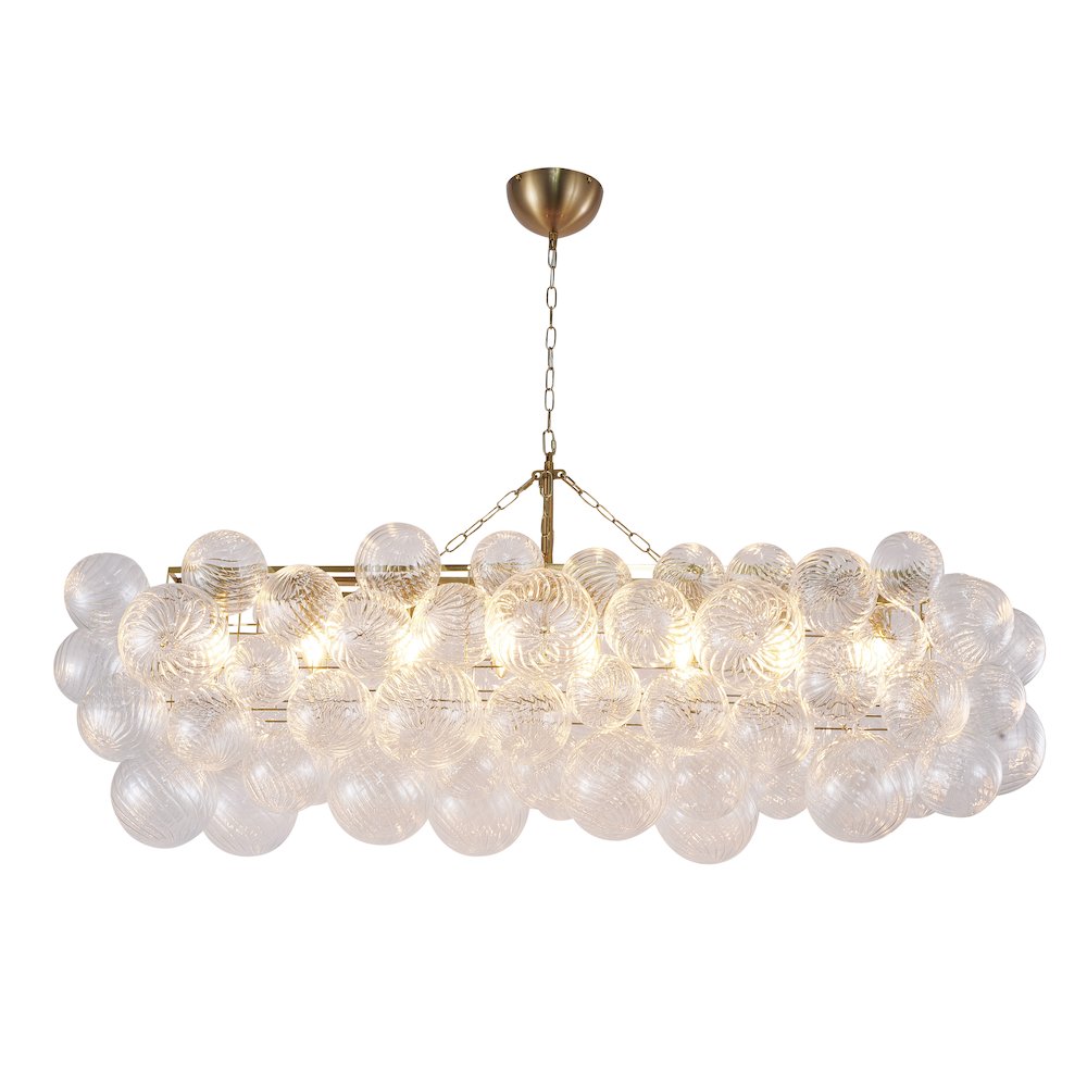 12-Light Brass Chandelier With Clear Swirl Glass Shades