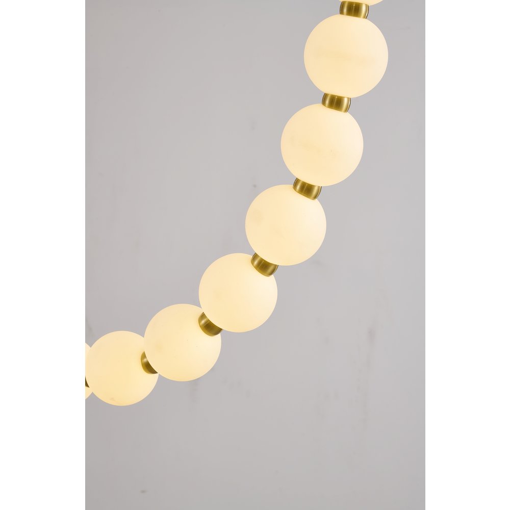 30-Light Brass LED Chandelier With White Acrylic Ball Shades