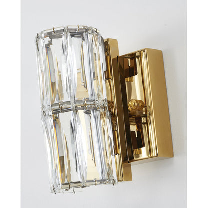 1-Light Gold Wall Sconce With Clear Crystals