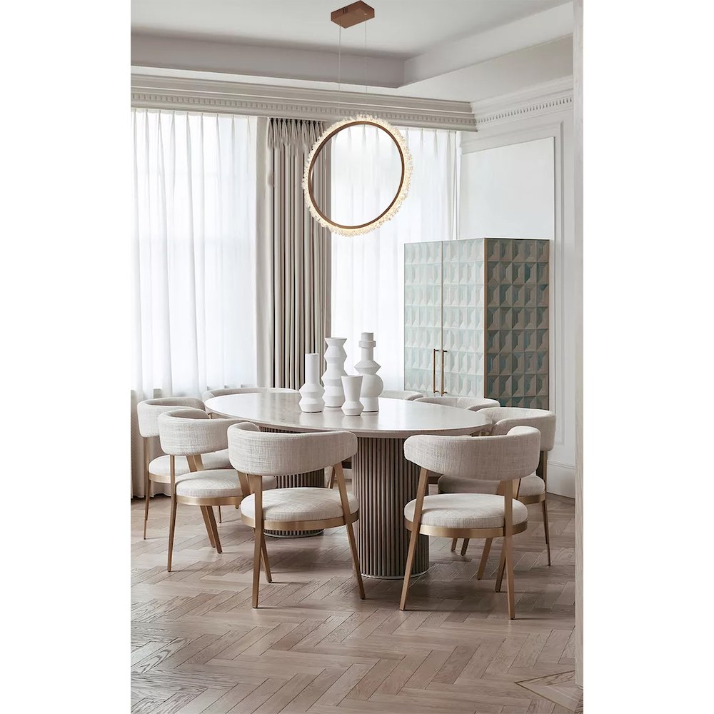 1-Light Gold LED Chandelier With Clear Crystal Accents