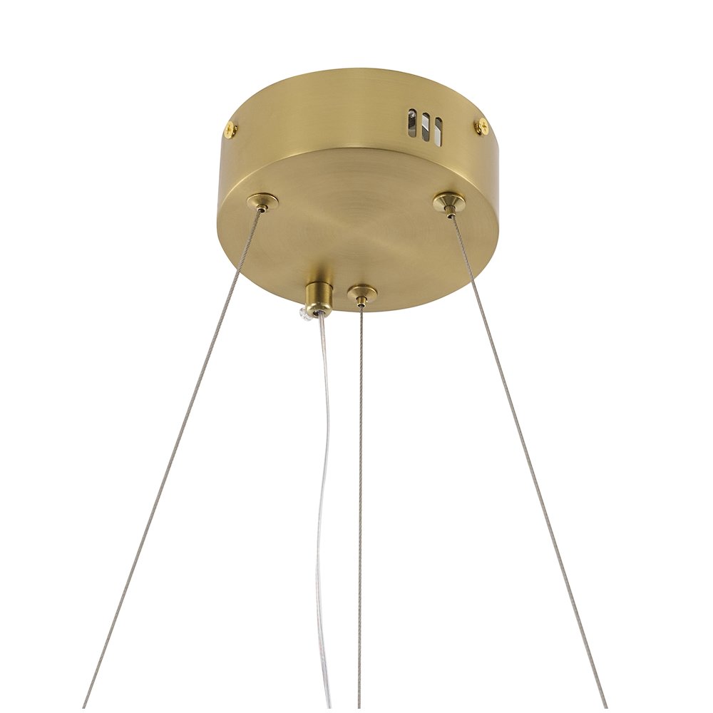 9-Light Satin Brass Aluminum LED Chandelier With White Alabaster Accents