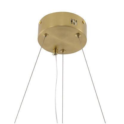 9-Light Satin Brass Aluminum LED Chandelier With White Alabaster Accents