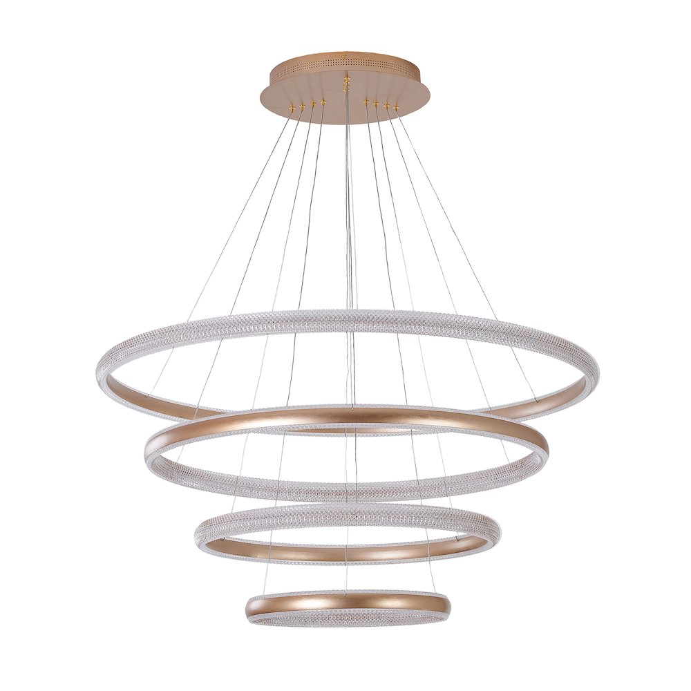 4-Light Gold Dimmable LED Chandelier With Clear Acrylic Diffusers