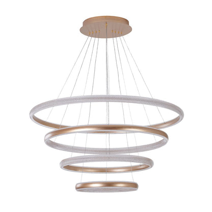4-Light Gold Dimmable LED Chandelier With Clear Acrylic Diffusers
