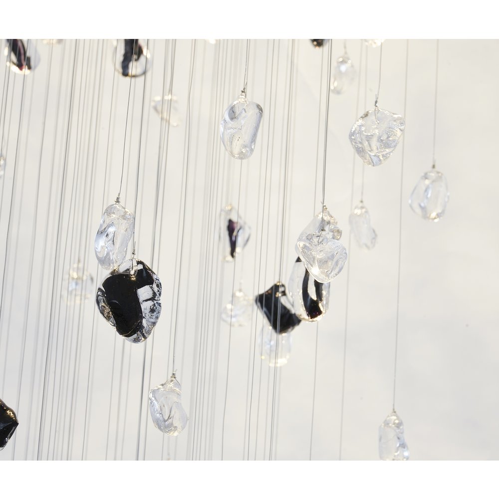 9-Light Chrome Flushed Chandelier With Smoke And Clear Glass Stones