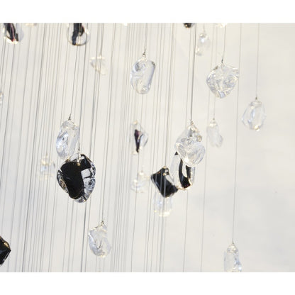 9-Light Chrome Flushed Chandelier With Smoke And Clear Glass Stones