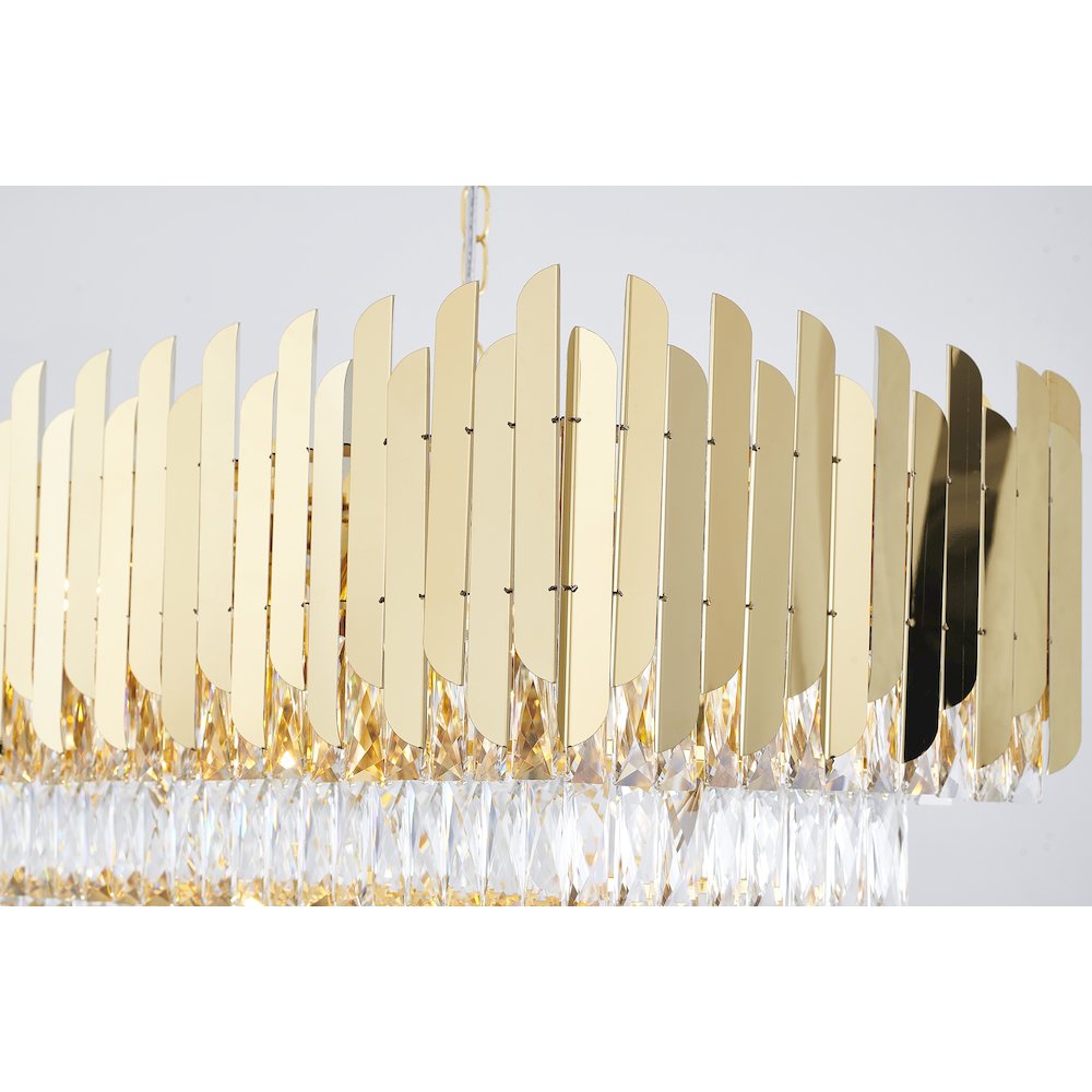 14-Light Gold Stainless Steel Chandelier With Clear Crystal Accents