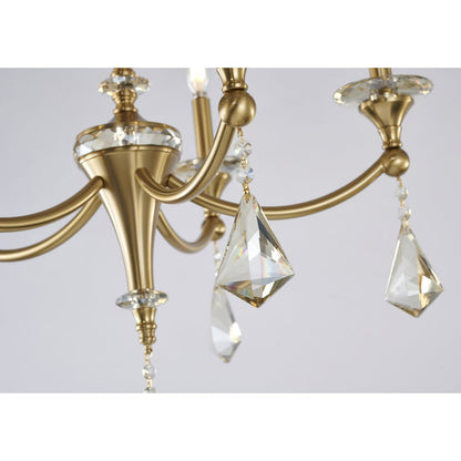 5-Light Satin Brass Chandelier With Clear And Champagne Crystals