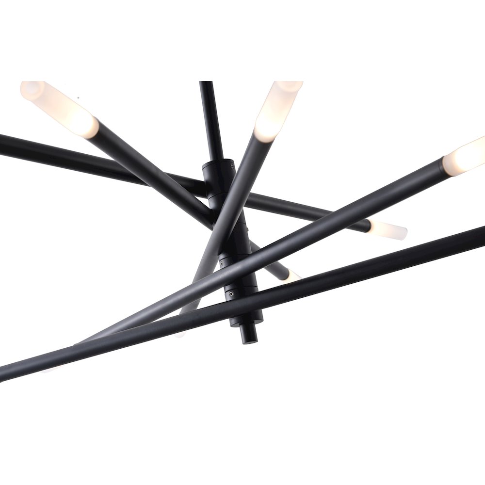 10-Light Black Iron Chandelier With frosted Glass Shades