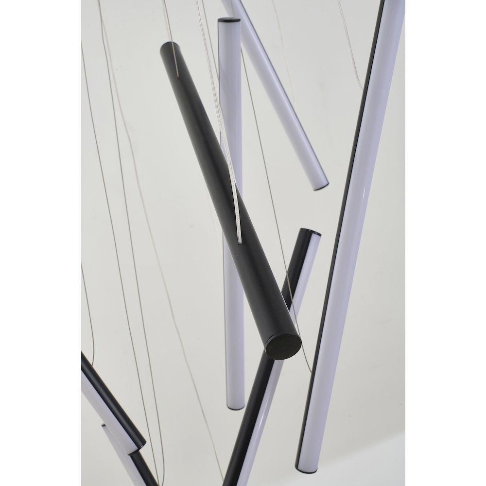 12-Light Satin Black Metal LED Chandelier With White Acrylic Diffusers