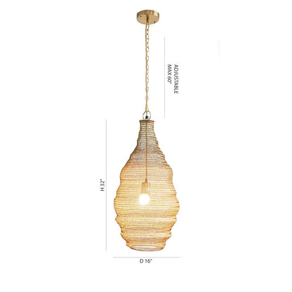 1-Light Gold Pendant With A Chain Basket Shade