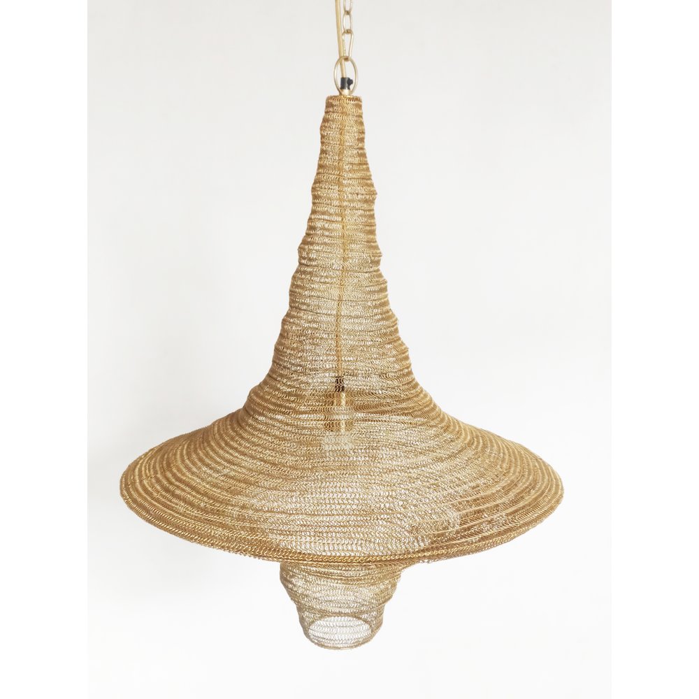 1-Light Gold Pendant With A Chain Basket Shade