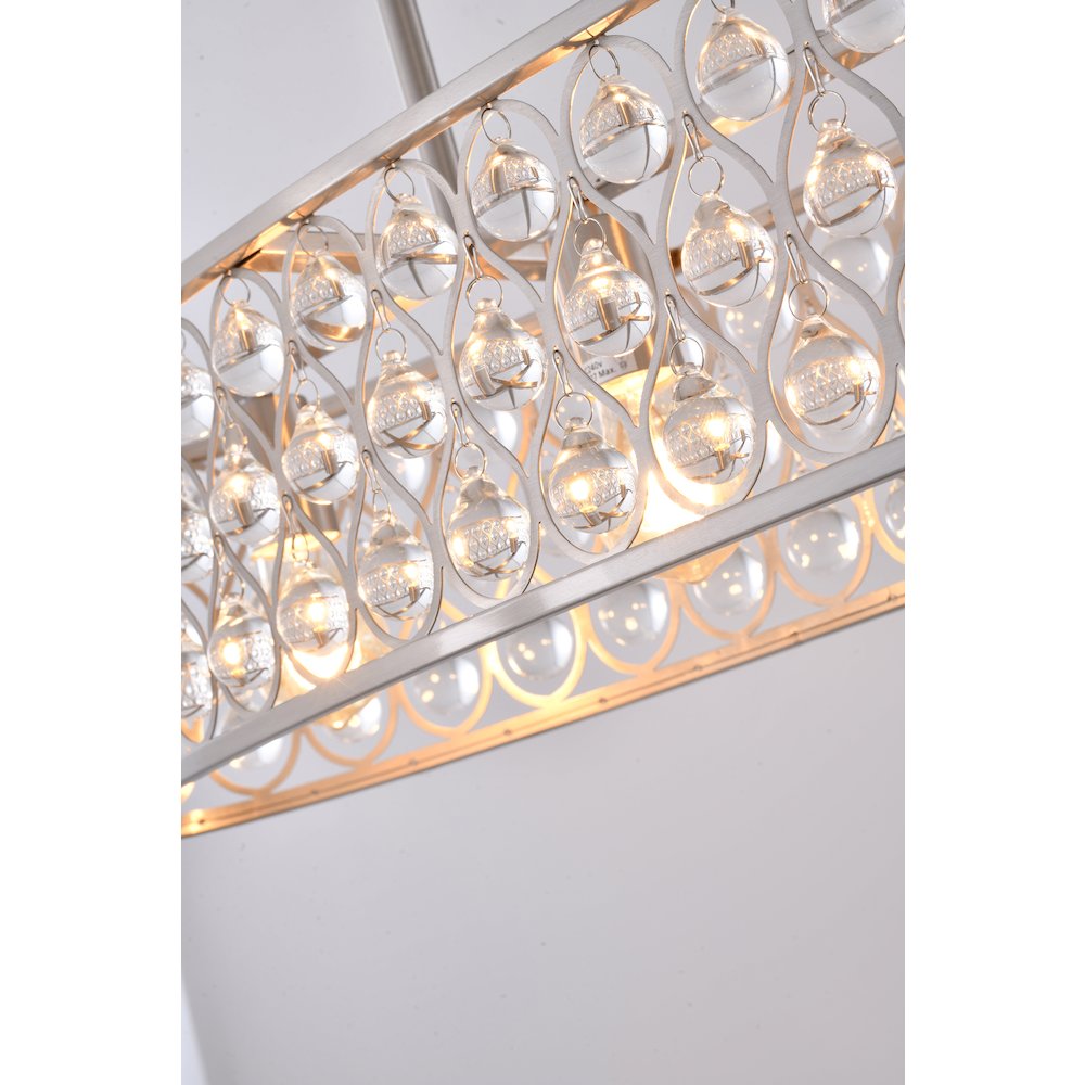 4-Light Satin Nickel Chandelier With Clear Crystal Accents