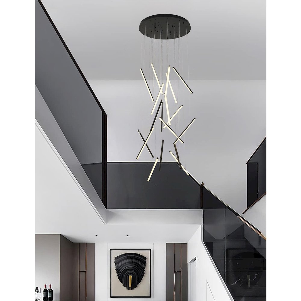 18-Light Satin Black Metal LED Chandelier With White Acrylic Diffusers