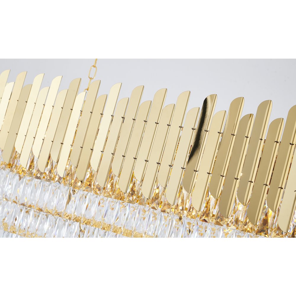 14-Light Gold Stainless Steel Chandelier With Clear Crystal Accents