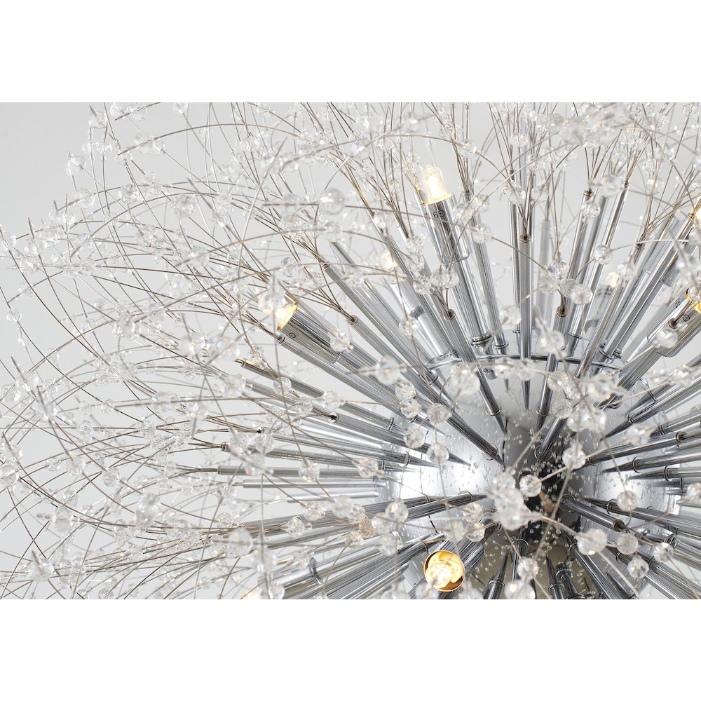 16-Light Chrome Stainless Steel Chandelier With Clear Crystal Accents