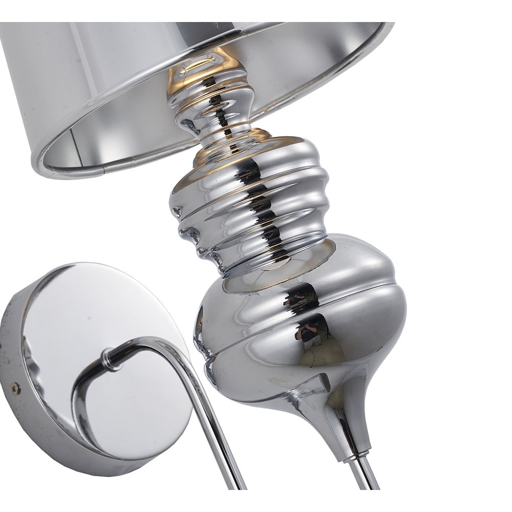1-Light Polished Chrome Steel Wall Sconce With A Shade