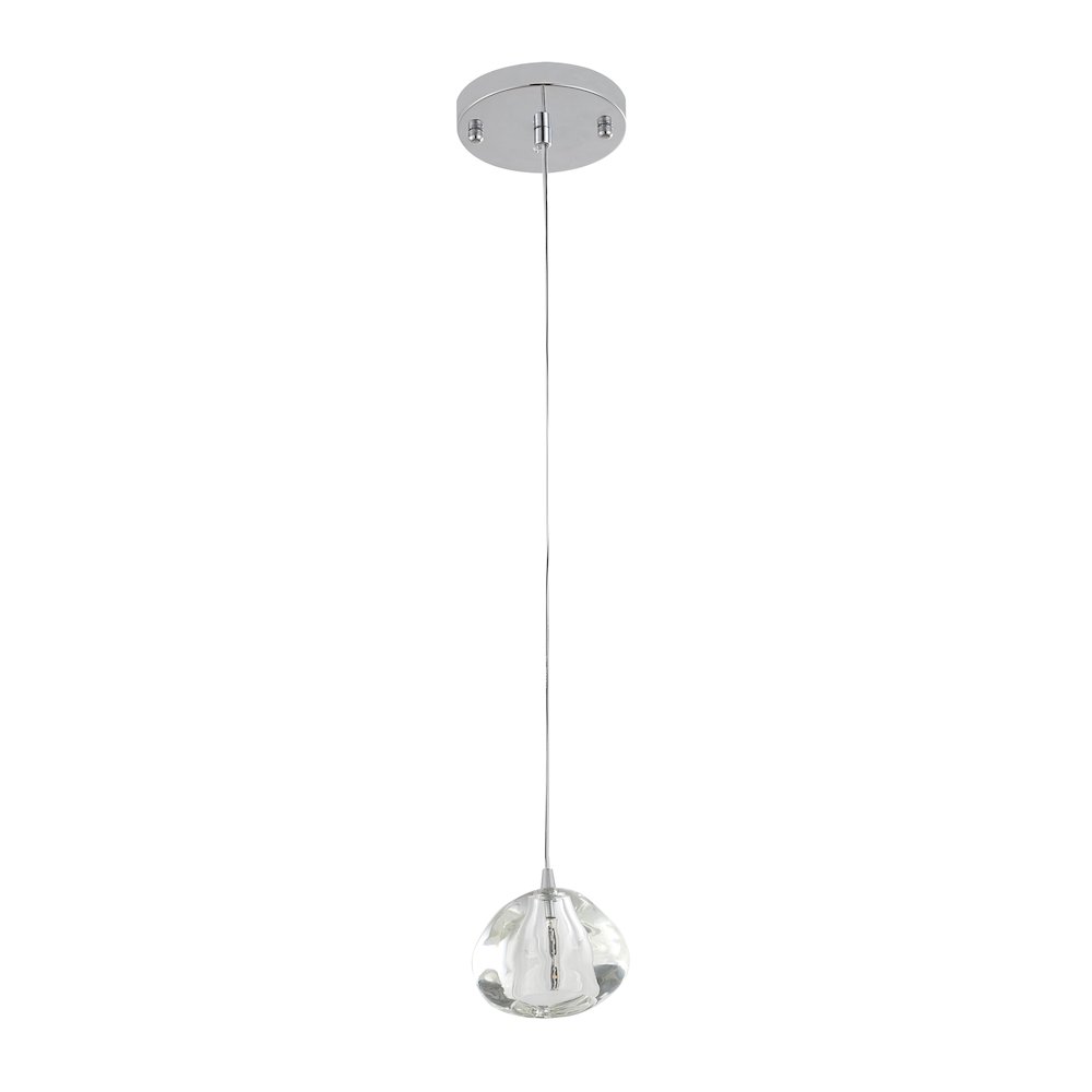 1-Light Chrome Single Pendant With A Clear Glass Shade