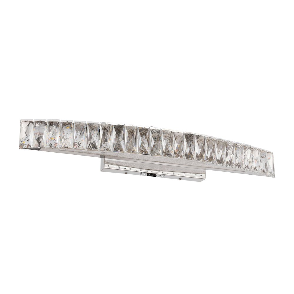 1-Light Chrome LED Wall Sconce With Clear Crystal Accents
