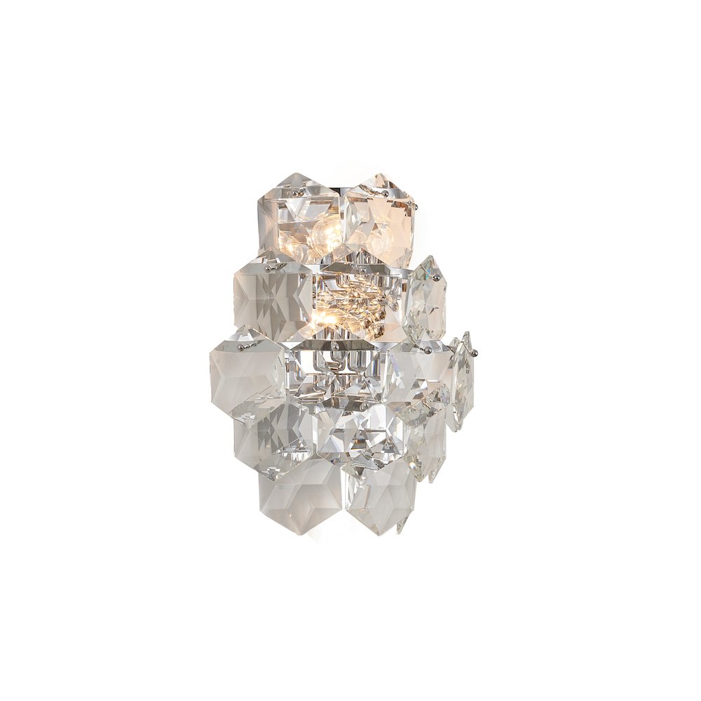 3-Light Chrome Wall Sconce With Clear Crystals