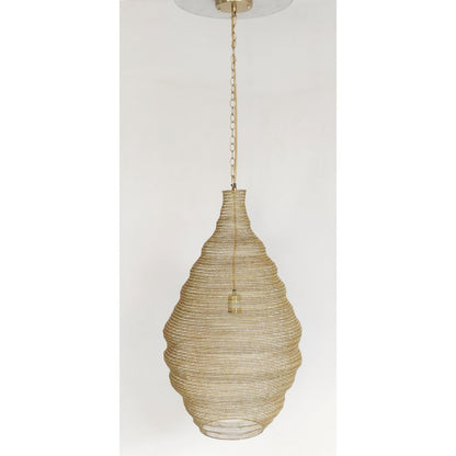 1-Light Gold Pendant With A Chain Basket Shade