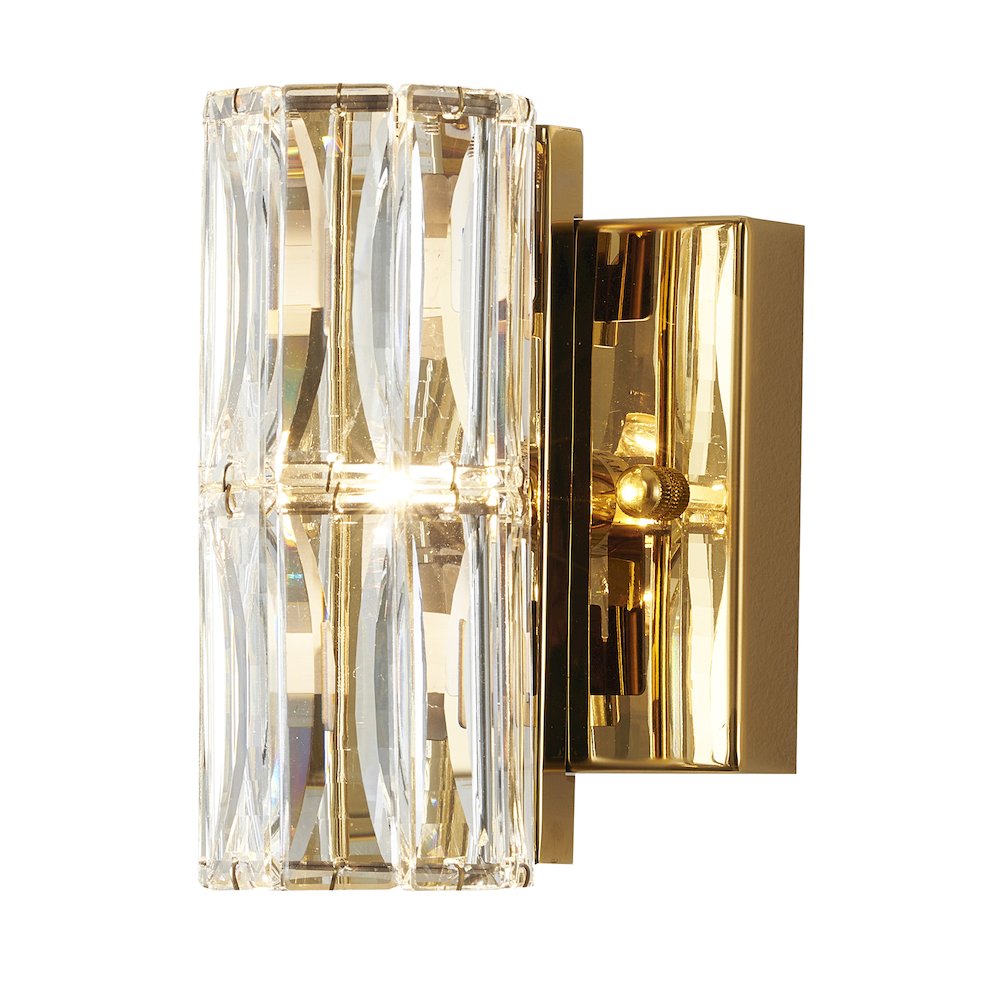 1-Light Gold Wall Sconce With Clear Crystals