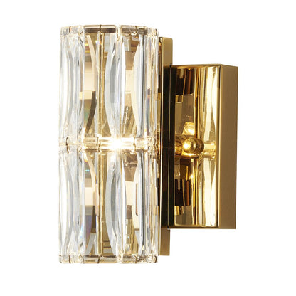 1-Light Gold Wall Sconce With Clear Crystals