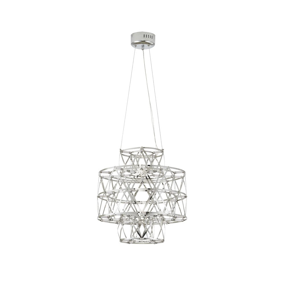 40-Light Dimmable Chrome Stainless Steel LED Chandelier in a 3-Tier Design