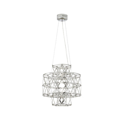 40-Light Dimmable Chrome Stainless Steel LED Chandelier in a 3-Tier Design