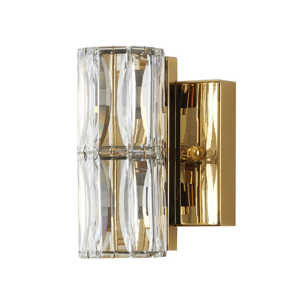 1-Light Gold Wall Sconce With Clear Crystals