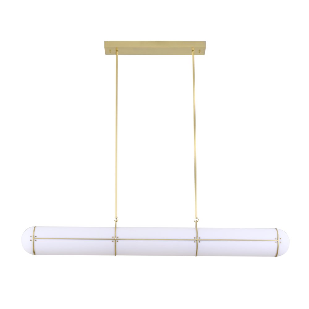 1-Light Satin Brass LED pendant With A Clear Frosted Glass Shade