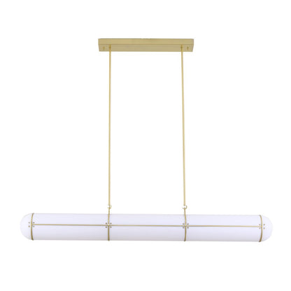 1-Light Satin Brass LED pendant With A Clear Frosted Glass Shade