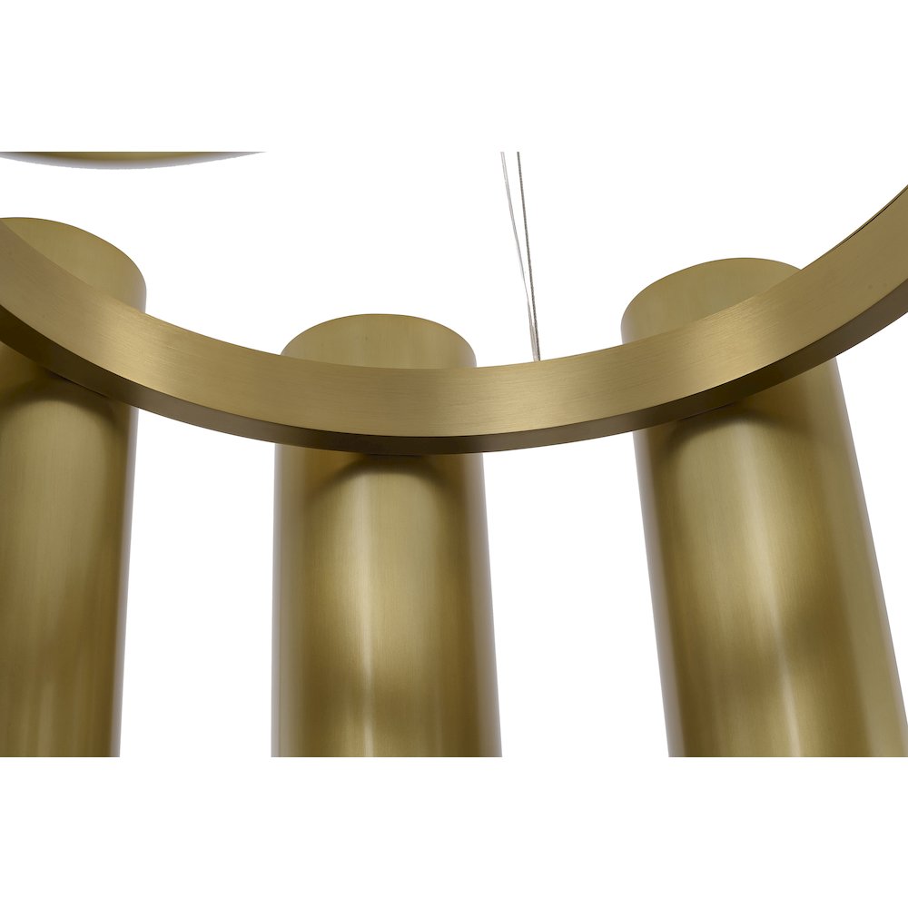 9-Light Satin Brass Aluminum LED Chandelier With White Alabaster Accents