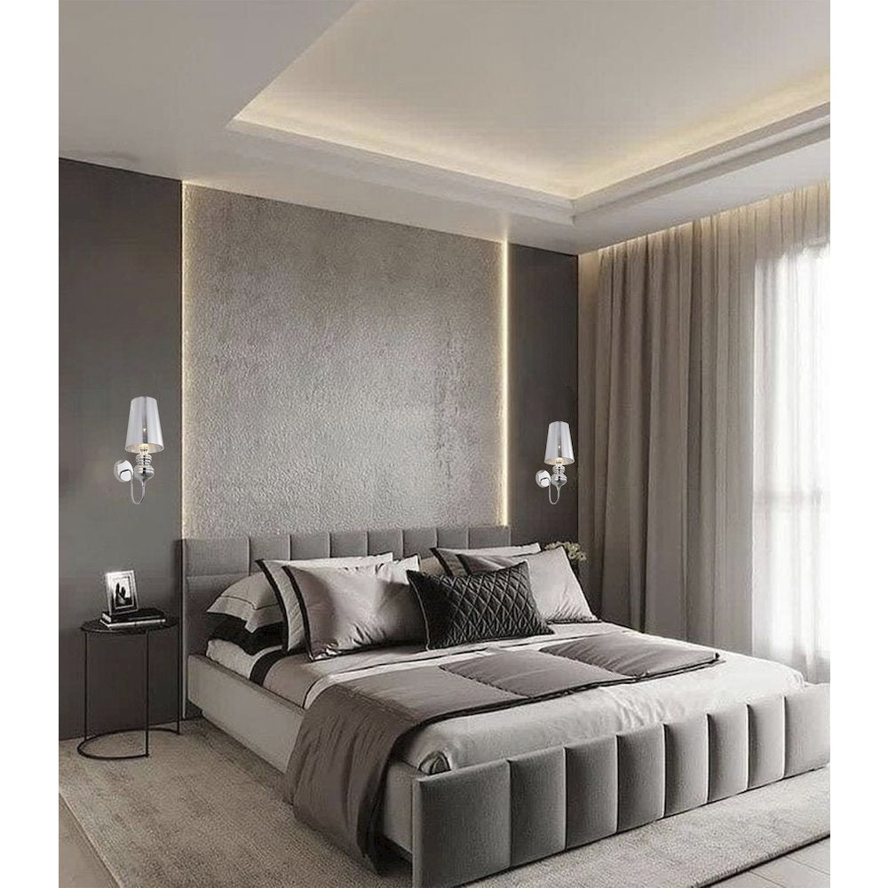 1-Light Polished Chrome Steel Wall Sconce With A Shade
