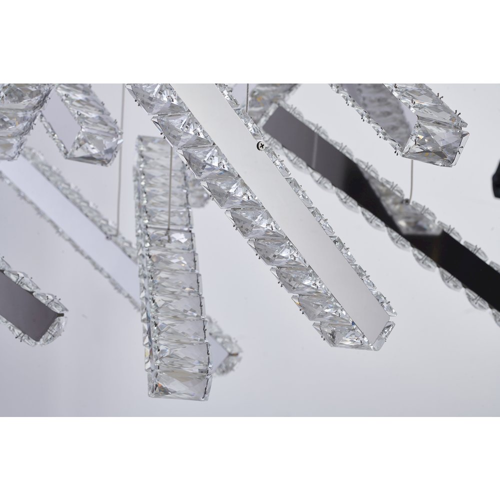 10-Light Chrome LED Chandelier With Clear Crystal Accents