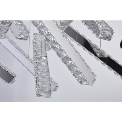 10-Light Chrome LED Chandelier With Clear Crystal Accents