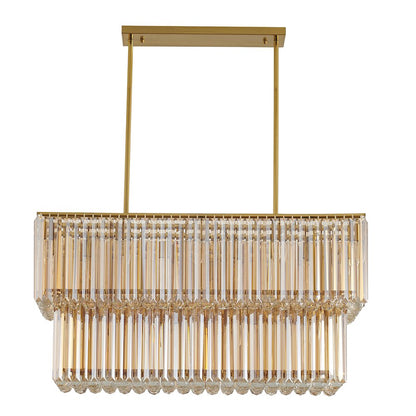 14-Light Satin Brass Chandelier With Clear And Champagne Crystals