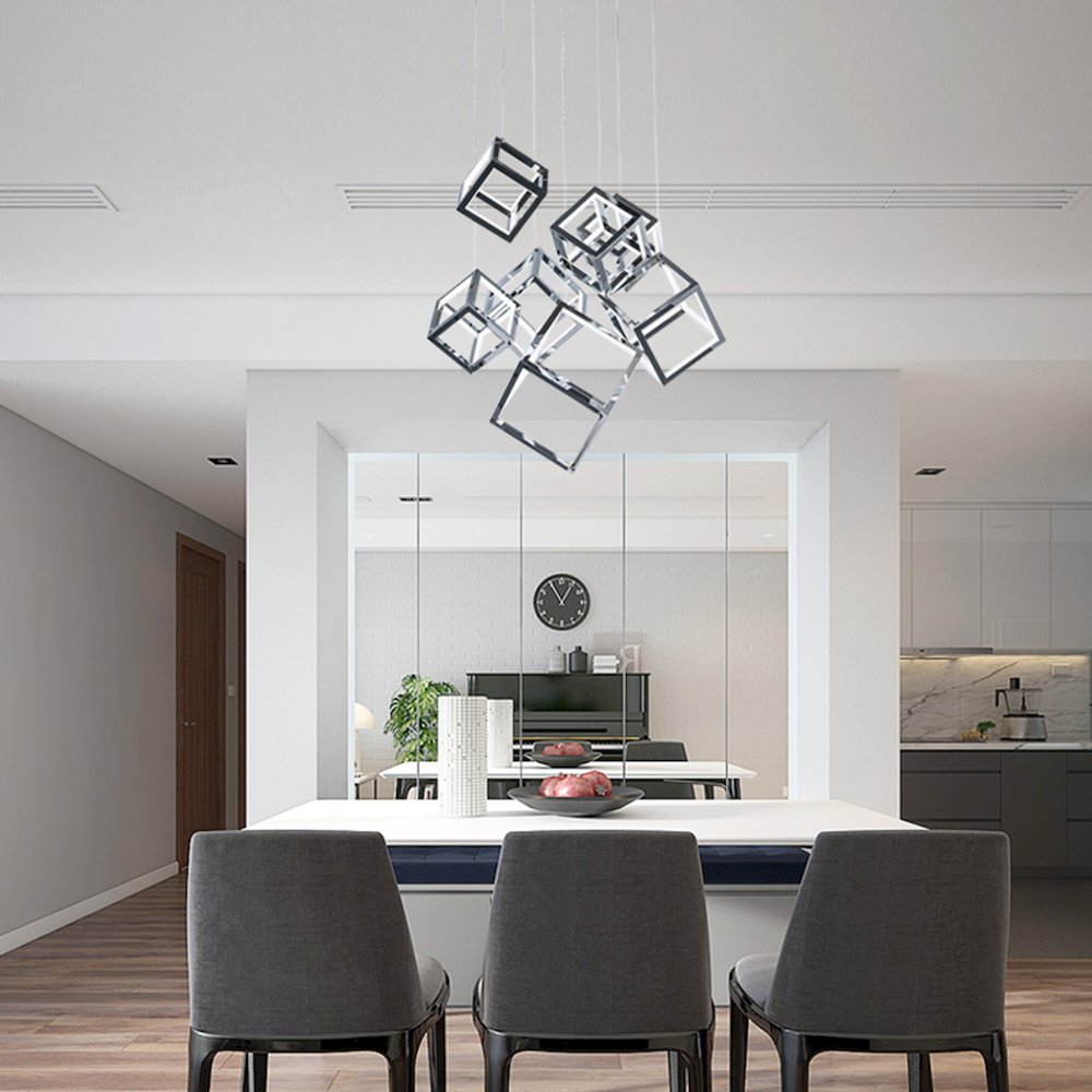 7-Light Nickel Dimmable LED Chandelier With LED boxes