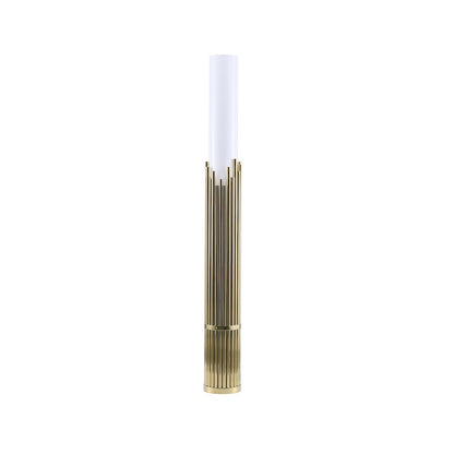 3-Light Champagne Gold Stainless Steel Floor Lamp With A White Acrylic Shade