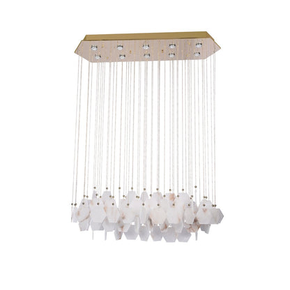 10-Light Gold Stainless Steel Chandelier With Spanish Alabaster Blocks