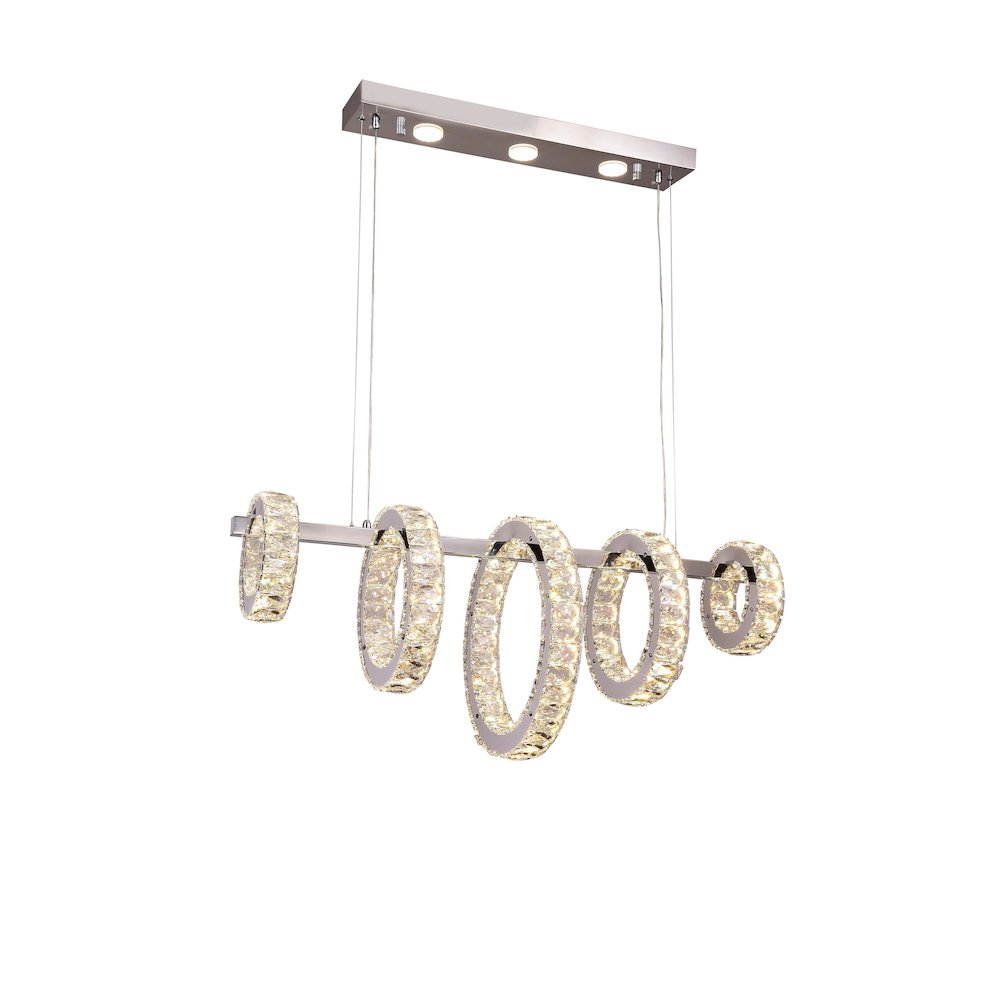 8-Light Chrome LED Chandelier With Clear Crystals