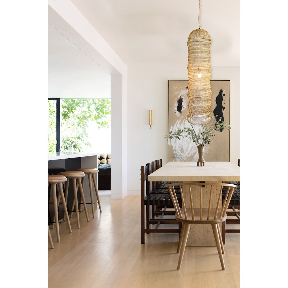 1-Light Gold Pendant With A Chain Basket Shade