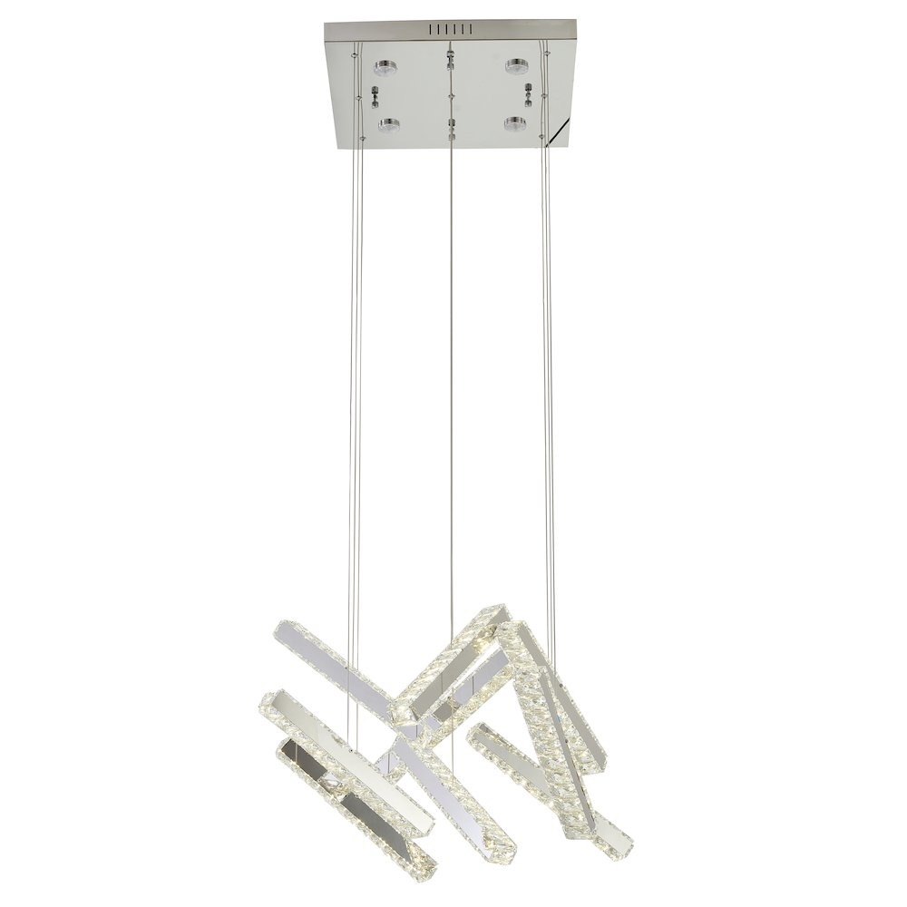 10-Light Chrome LED Chandelier With Clear Crystal Accents