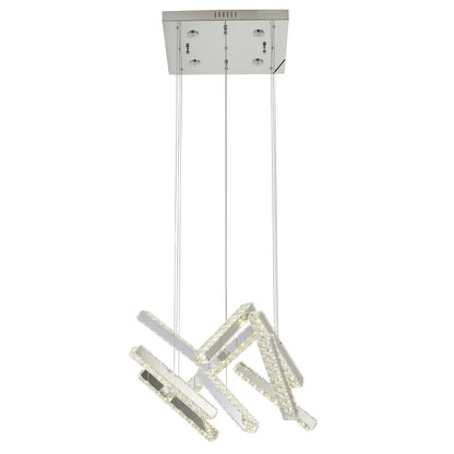 10-Light Chrome LED Chandelier With Clear Crystal Accents