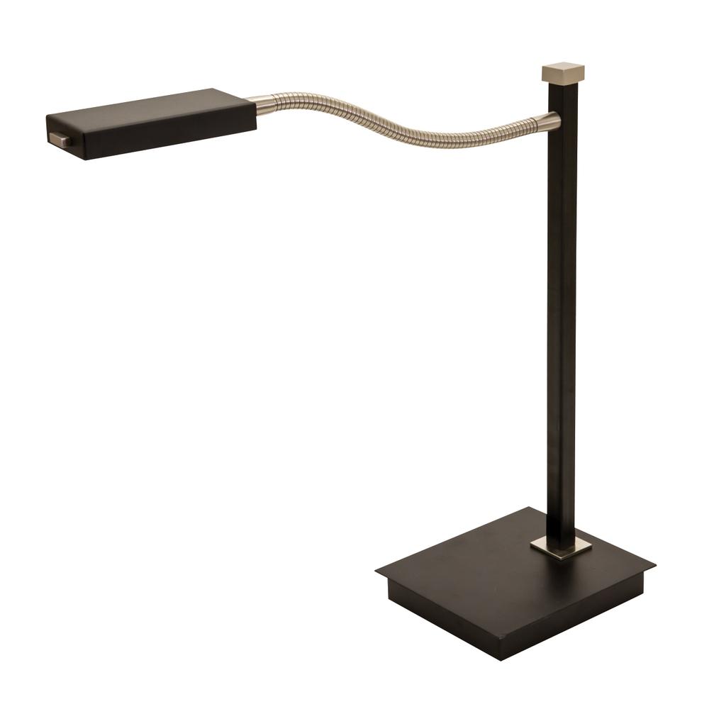 17.5" Lewis LED Gooseneck Table Lamps in Black with Satin Nickel