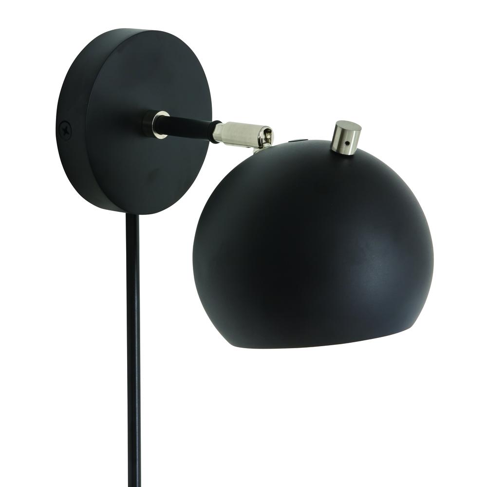 Orwell LED Wall Swings in Black with Satin Nickel Accents