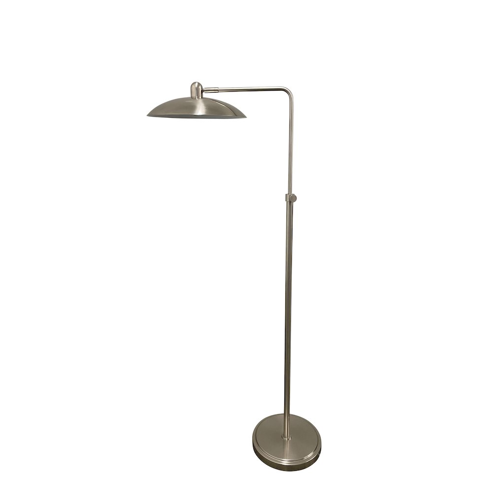 Ridgeline satin nickel adjustable floor lamp with metal dome shaped shade